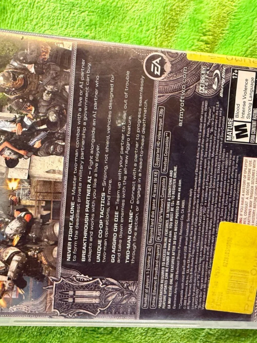 EA Army of Two PlayStation 3 Video Game Mature Rating